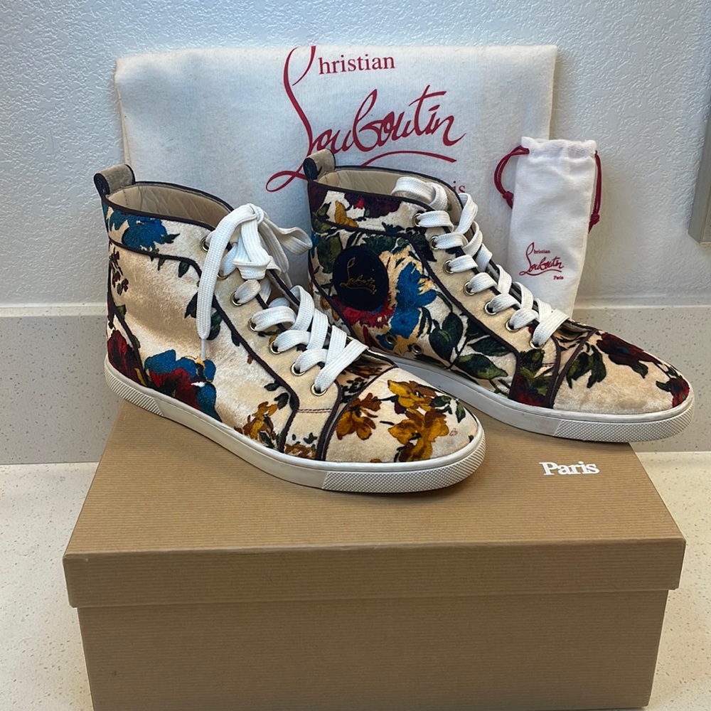 Christian Louboutin Bip Bip Womens Orlato Flat Velour Sneakers 38.5